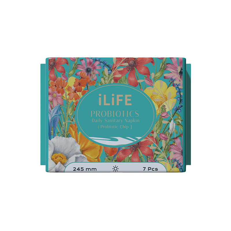 (Кол-во в коробке 100 шт) iLiFE probiotic daily sanitary pads 245mm/7pcs iLife ежедневные гигиенические прокладки с пробиотиками 245мм/7 шт