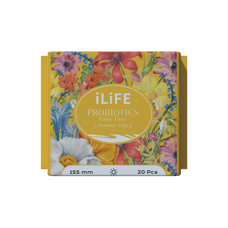 (Кол-во в коробке 100 шт) iLiFE probiotic daily sanitary liner 155mm/20pcs iLiFE Женский уходовый лайнер с пробиотиками 155мм/20шт