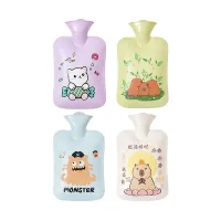 (Кол-во в коробке 40 шт)  Большая пластиковая грелка с мультяшным бархатным покрытием/1500 мл