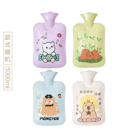 (Кол-во в коробке 60 шт) Пластиковая грелка среднего размера с бархатным покрытием, 500 мл.